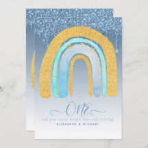 CUSTOM 1. GEBURTSTAG BLAUER Glitzer Regenbogen