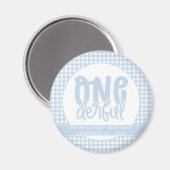 Custom 1. Geburtstag Niedlich Pastel Blue Onederfu Magnet (Vorderseite/Rückseite)