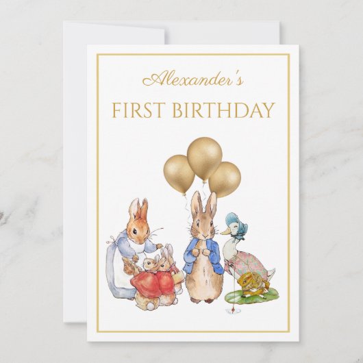 Custom 1 Geburtstag Peter und Josephine bunny Einladung (Vorderseite)