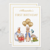 Custom 1 Geburtstag Peter und Josephine bunny Einladung (Vorne/Hinten)