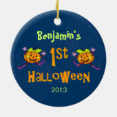 Custom 1. Halloween Happy Pumpkin Keramik Ornament (Hinten)