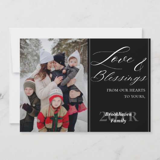 Custom 1 Photo Family Name Year Luxurious Script Karte (Vorderseite)