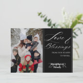 Custom 1 Photo Family Name Year Luxurious Script Karte (Stehend Vorderseite)