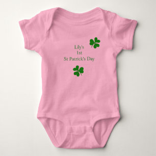 Custom 1. Saint Patrick's Day Lucky Kleeblatt Baby Strampler