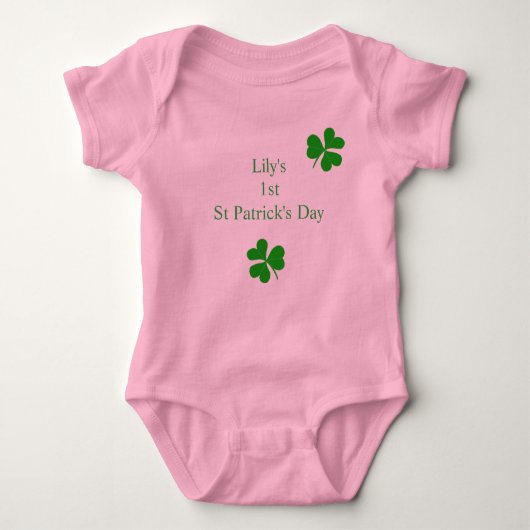 Custom 1. Saint Patrick's Day Lucky Kleeblatt Baby Strampler (Vorderseite)