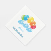 Custom 1st Birthday Baby Blue Boy's Name Party Serviette (Ecke)