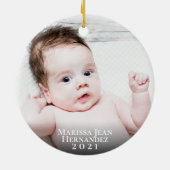 Custom 1st Christmas As Unon 2 Foto Gold Script Keramik Ornament (Hinten)