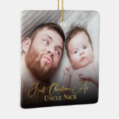 Custom 1st Christmas As Unon 2 Foto Gold Script Keramikornament (Rechts)