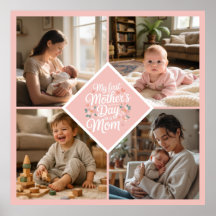 Custom 1st Mother's Day Photo Collage Pink Floral