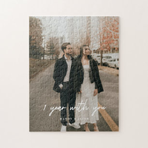 Custom 1st Wedding Anniversary Couple Foto Puzzle