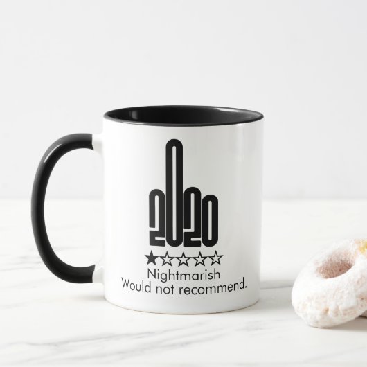 Custom 2020 Middle Finger 1 Star Review Tasse (Mit Donut)