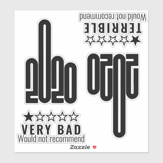 Custom 2020 Middle Finger Bad Review Black 4 Pack Aufkleber (Blatt)