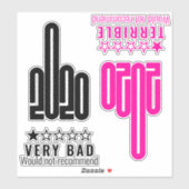 Custom 2020 Middle Finger Review Pink Black 4 Pack Aufkleber (Blatt)