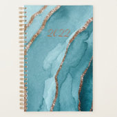 Custom 2022 Gold Aquamarin Blue Marble Undated Wee Planer (Vorderseite)