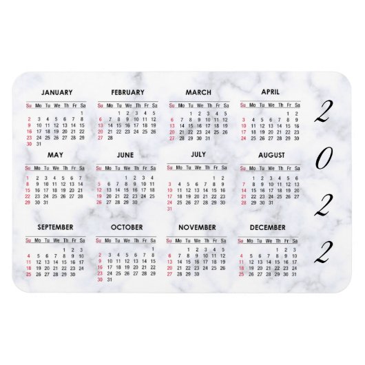 Custom 2022 Marble Calendar Magnet (Horizontal)