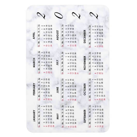 Custom 2022 Marble Calendar Magnet (Vertikal)