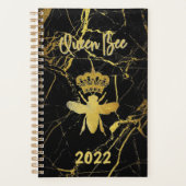Custom 2022 QUEEN BEE Gold Marmor Undated Monthly Planer (Vorderseite)
