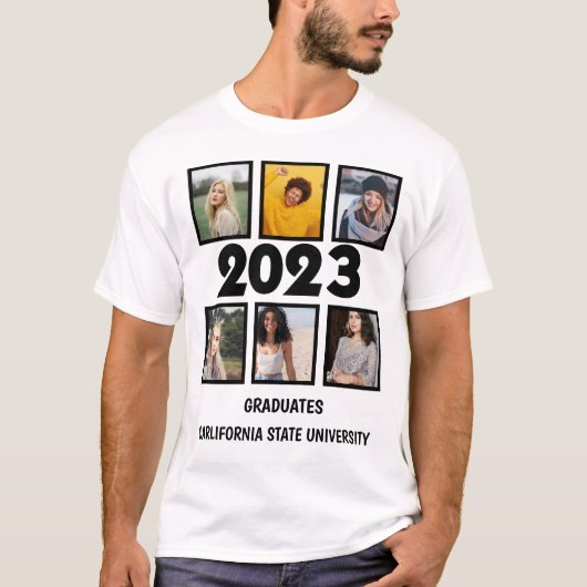 Custom 2023 Gradates 6 Foto Collage T-Shirt (Vorderseite)