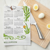 Custom 2024 Calendar MBA Student Orange Floral Geschirrtuch (Viertel Falte)