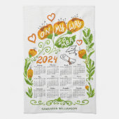 Custom 2024 Calendar MBA Student Orange Floral Geschirrtuch (Vertikal)