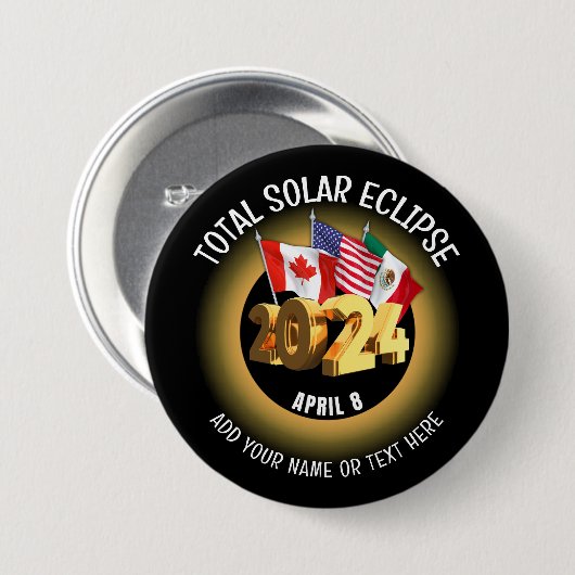Custom 2024 INSGESAMT SOLAR ECLIPSE Flags Button (Vorne & Hinten)