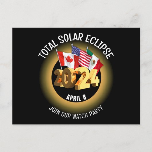 Custom 2024 INSGESAMT SOLAR ECLIPSE Flags Einladungspostkarte (Vorderseite)