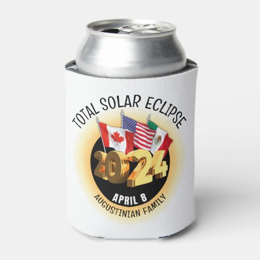 Custom 2024 INSGESAMT SOLAR ECLIPSE Flags Family Dosenkühler (Kanne Vorderseite)