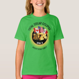 Custom 2024 INSGESAMT SOLAR ECLIPSE Flags Kids T-Shirt