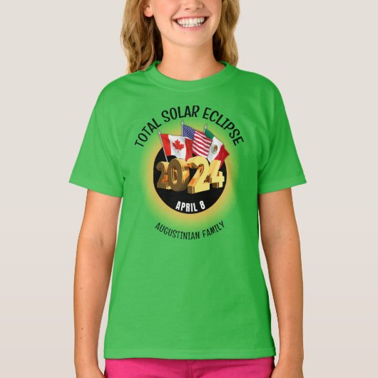 Custom 2024 INSGESAMT SOLAR ECLIPSE Flags Kids T-Shirt (Vorderseite)