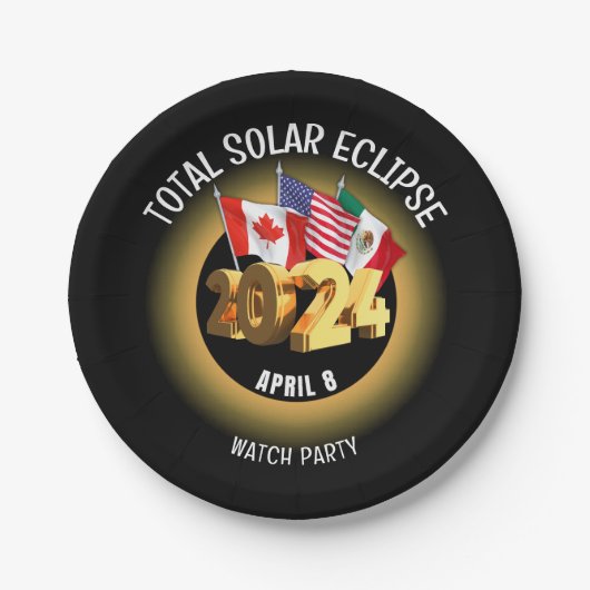 Custom 2024 INSGESAMT SOLAR ECLIPSE Flags Pappteller (Vorderseite)