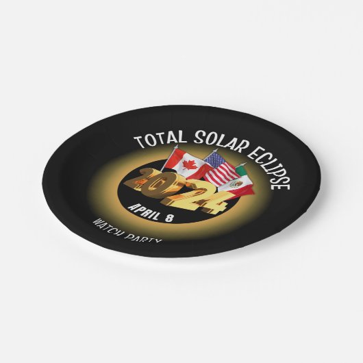 Custom 2024 INSGESAMT SOLAR ECLIPSE Flags Pappteller (Schrägansicht)