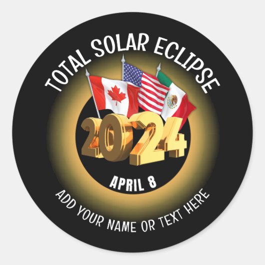 Custom 2024 INSGESAMT SOLAR ECLIPSE Flags Runder Aufkleber (Vorderseite)