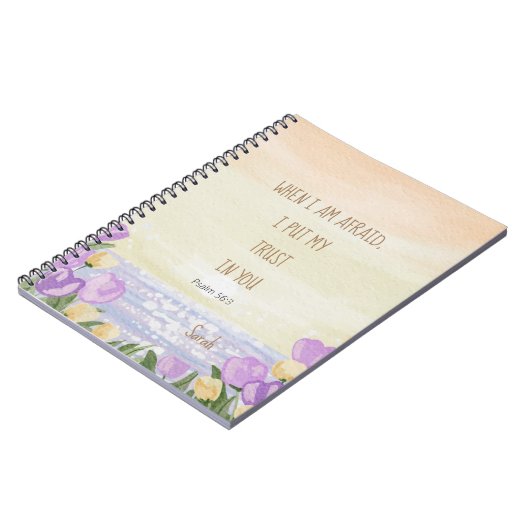 Custom 2024 JW Year Text Psalm 56:3 Tulip Ocean Notizblock (Linke Seite)