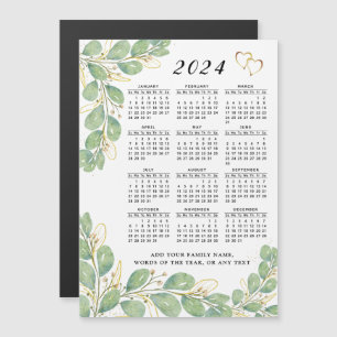 Custom 2024 Magnetic Calendar Eukalyptus Greenery Magnetkarte