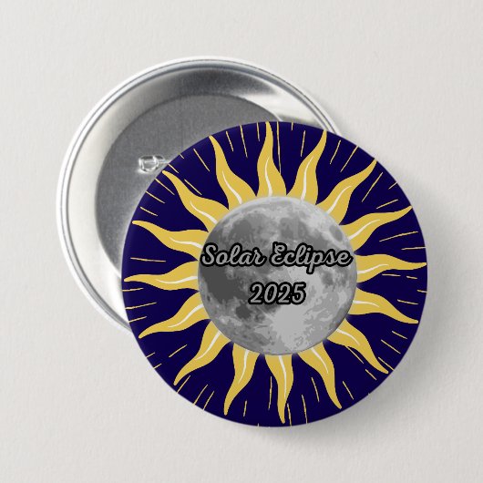 Custom 2025 Blue Solar Eclipse Button (Vorne & Hinten)