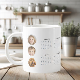 Custom 2025 Kalender mit drei Fotos Riesenmantel Jumbo-Tasse