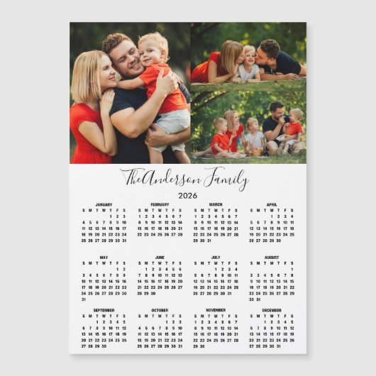 Custom 2026 Calendar 3 Photo Collage Magnet (Vorderseite)