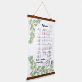 Custom 2026 Calendar with Elegant Eucalyptus Wandteppich Mit Holzrahmen (Gewinkelt)