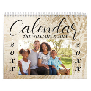 Custom 2026 Elegant Script Gold Family Foto Kalender