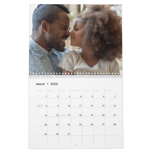 Custom 2026 Simple Modern Script Family Foto Kalender (Mär 2026)
