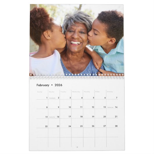 Custom 2026 Simple Modern Script Family Foto Kalender (Feb 2026)