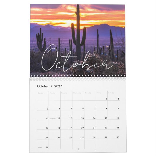 Custom 2026 Sunset Calendar California & Arizona Kalender (Okt 2027)