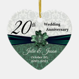 Custom - 20. Emerald Damask Hochzeitstag Keramikornament