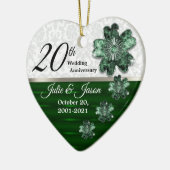 Custom - 20. Emerald Jewel Damask Jubiläum Keramikornament (Links)