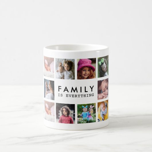 Custom 20 Photo Collage Family Is Everything Quote Kaffeetasse (Mittel)