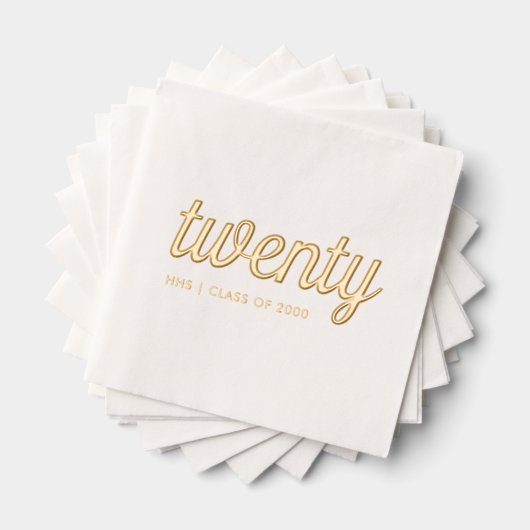 Custom 20. Wiedersehen Modern Gold Foil Napkins Servietten Mit Folie (Insitu (Gestapelt))