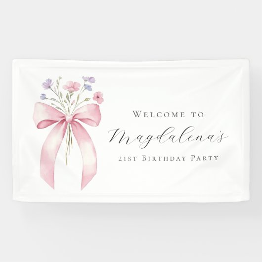 Custom 21. Birthday Banner Bow Wildblume (Horizontal)