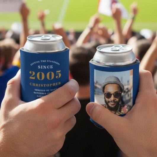 Custom 21. Geburtstag Blue Gold mit Foto Dosenkühler