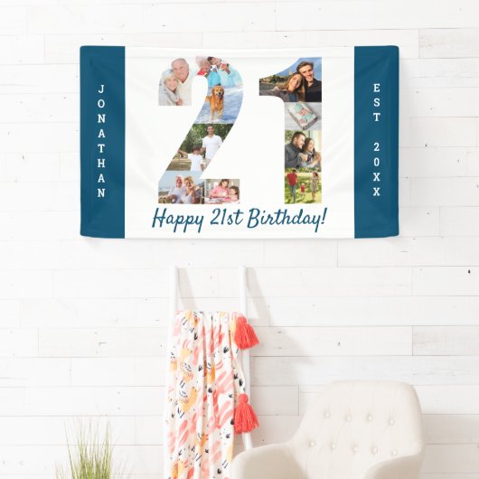 Custom 21. Geburtstag Party FotoCollage Banner (Insitu)