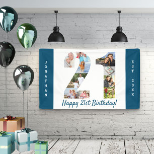 Custom 21. Geburtstag Party FotoCollage Banner